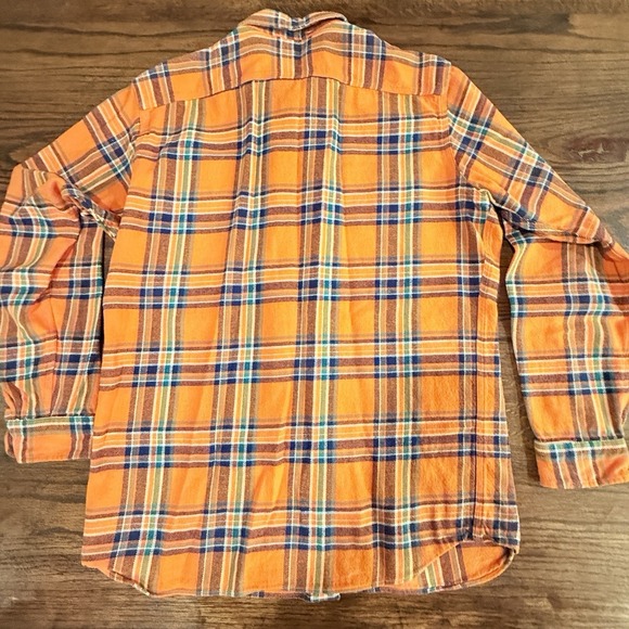 VTG POLO RALPH LAUREN 100% Cotton Flannel Shirt Orange Plaid Mens Medium M - Picture 5 of 5